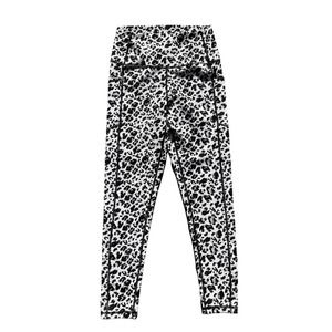Zyia Active Black & White Leopard Pocket Light n Tight Hi-rise 7/8 24" Size 6-8